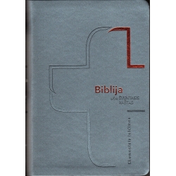 Biblija modernaus dizaino 14,5 x 21 cm, ekumeninė, lanksčiais viršeliais 2020 m. melsva
