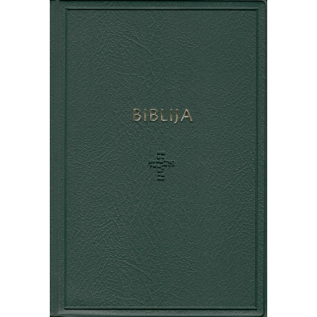 Biblija 12,5 x 18,5 cm, kanoninė, lanksčiais viršeliais žalia
